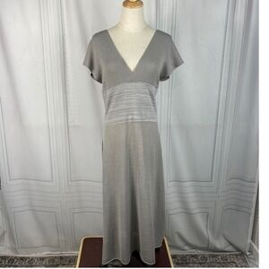 Crea Concept - Knit Wool Blend Midi Dress -‎ V-Neck - Gray - EU 38/US 8